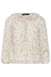 M&Co Petite Ivory White Floral Ruffle Tie Neck Blouse | M&Co 5