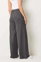 LTS Tall Women's Charcoal Grey Ribbed Wide Leg Trousers | Long Tall Sally 2
