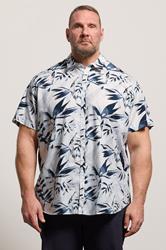 JACK & JONES Big & Tall White Tropical Print Short Sleeve Shirt | BadRhino 3