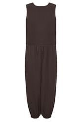 PixieGirl Petite Set Chocolate Brown Cotton Cheesecloth Top & Balloon Trousers