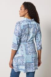 M&Co Blue Tile Printed Belted Tunic Shirt | M&Co 2