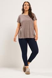 YOURS Plus Size Natural Spot Print Short Sleeve Top | Yours Clothing 1