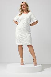 YOURS LONDON Plus Size White Sequin T-Shirt Dress | Yours Clothing 1