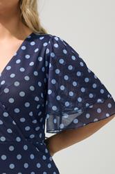 YOURS LONDON Plus Size Navy Blue Polka Dot Wrap Dress | Yours Clothing 4
