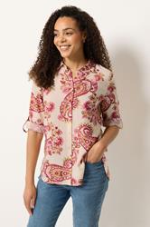 M&Co Pink Paisley Print Tab Sleeve Shirt 3