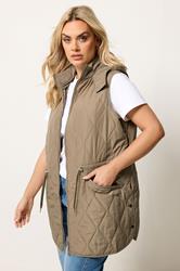 YOURS Plus Size Natural Brown Quilted Gilet | Yours Clothing 3