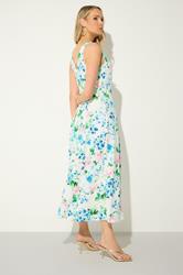 LTS Tall Women's White Floral Pleated Midi Dress | Long Tall Sally 2