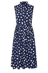 M&Co Petite Navy Blue Polka Dot Shirt Dress | M&Co 5