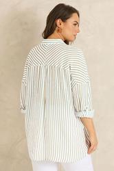EVANS Plus Size White & Green Stripe Shirt | Evans 4