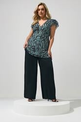 YOURS LONDON Plus Size Teal Blue Zebra Print Top | Yours Clothing 1