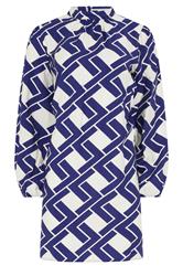 M&Co Blue Geometric Print Belted Tunic Dress