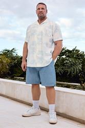 BadRhino Big & Tall Chambray Blue Elasticated Waist Cotton Shorts | BadRhino 3