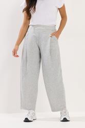 PixieGirl Petite Women's Grey Marl Jersey Pleated Barrel Trousers | PixieGirl 1