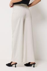 M&Co Petite Ivory White Stripe Wide Leg Trousers | M&Co 2
