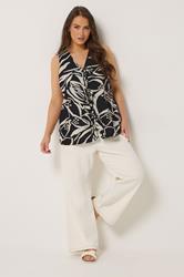 YOURS Plus Size Black Floral Tie Front Vest Top | Yours Clothing 1