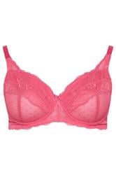 YOURS 2 PACK Plus Size Pink & Black Polka Dot Non Padded Underwired Bras | Yours Clothing 9