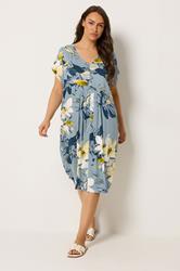 YOURS Plus Size Grey Floral Pleat Front Dress | Yours Clothing 3