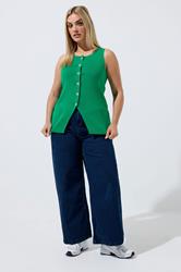 LIMITED COLLECTION Plus Size Green Knitted Waistcoat | Yours Clothing 1