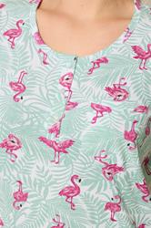 YOURS Plus Size Green Flamingo Placket Nightdress | Yours Clothing 4