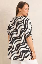 EVANS Plus Size Black Zebra Tie Neck Top | Evans 4