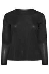 LIMITED COLLECTION Curve Black 2-In-1 Ribbed Long Sleeve T-Shirt