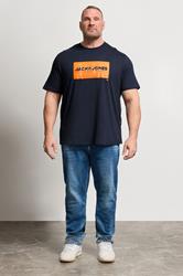 JACK & JONES Big & Tall Navy Blue Logo Graphic T-Shirt | BadRhino 1