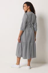 M&Co Grey Fine Stripe Tiered Maxi Dress | M&Co 2