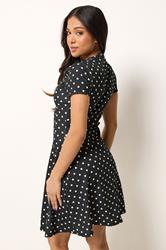 PixieGirl Petite Women's Black Polka Dot Tie Detail Mini Dress | PixieGirl 4
