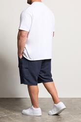 BadRhino Big & Tall Navy Blue Washed Slub Cotton Cargo Shorts | BadRhino 4