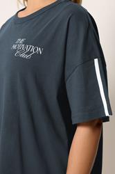 YOURS ACTIVE Plus Size Navy Blue 'The Motivation Club' T-Shirt | Yours Clothing 5