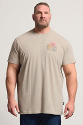 BadRhino Big & Tall Stone Brown Extra Long Acid Wash Tiger Graphic T-Shirt | BadRhino 3