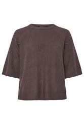 YOURS Plus Size Chocolate Brown Crew Neck Knitted Jumper | Yours Clothing 6