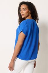 M&Co Cobalt Blue Button Front Blouse | M&Co 2