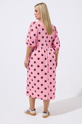 LIMITED COLLECTION Plus Size Pink Polka Dot Dress | Yours Clothing 2