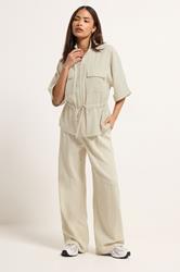 PixieGirl Petite Women's Natural Brown Funnel Neck Shacket | PixieGirl 2