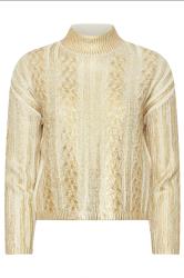 PixieGirl Petite Women's Gold Metallic Foil Cable Knit Jumper | PixieGirl 5