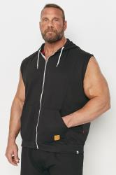D555 Big & Tall Black Zip Through Sleeveless Hoodie | BadRhino 3