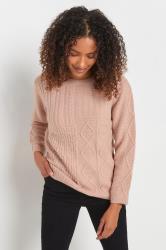 M&Co Blush Pink Cable Knit Patchwork Jumper | M&Co 2