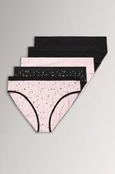 YOURSET 5 PACK Plus Size Black & Pink Star Print High Leg Knickers | Yours Clothing  3