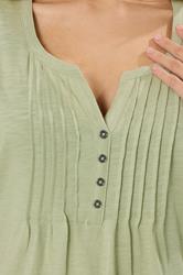 M&Co Sage Green Short Sleeve Cotton Henley Top | M&Co 4