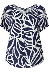 M&Co Petite Navy Blue Abstract Print Blouse | M&Co 5