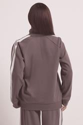 PixieGirl Petite Women's Purple Stripe Quarter Zip Sweatshirt | PixieGirl 4