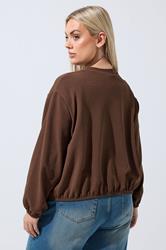LIMITED COLLECTION Plus Size Chocolate Brown Zip Bomber Jacket | Yours Clothing 4