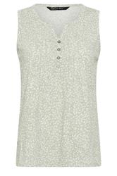 M&Co Petite Sage Green Ditsy Floral Sleeveless Cotton Henley Top