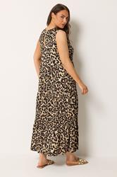 YOURS Plus Size Brown Leopard Tiered Maxi Dress | Yours Clothing 2