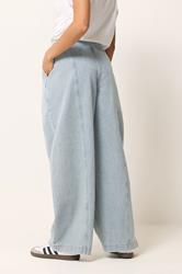 PixieGirl Petite Women's Light Blue Seam Front Balloon Jeans | PixieGirl 4