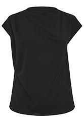 YOURS LONDON Curve Black Drape Shoulder Top