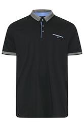 BadRhino Big & Tall polo camisa negro de chambray con bolsillo