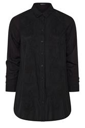 YOURS Curve Black Floral Embroidery Shirt | Yours Clothing 5