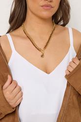 Gold Tone Beaded Chain Necklace | Yours Clothing 1